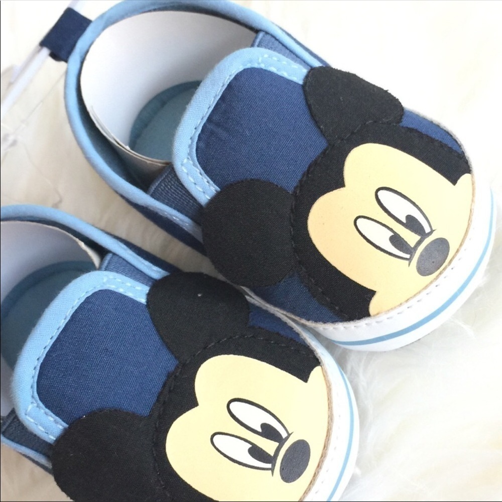 Disney Baby Mickey Mouse Ear Slip-On Shoes Navy Blue Infant/Toddler Various Size - Picture 9 of 10